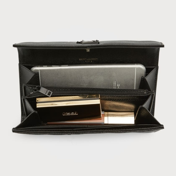 NEW!!! SAINT LAURENT YSL Monogram Large Flap Wallet in Grained Leather MSRP $895 - Picture 6 of 16